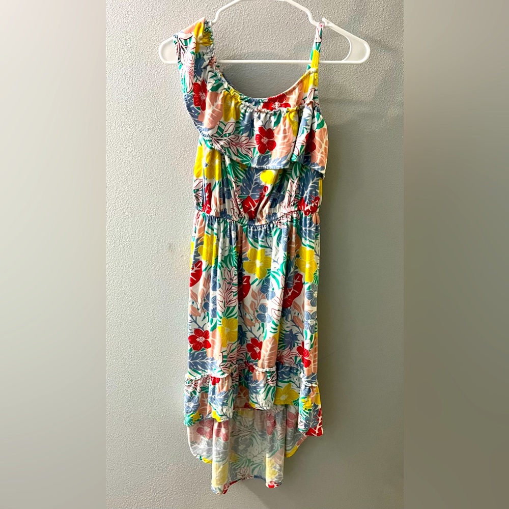 BCBGirls Floral cotton high low ruffle asymmetrical dress 14